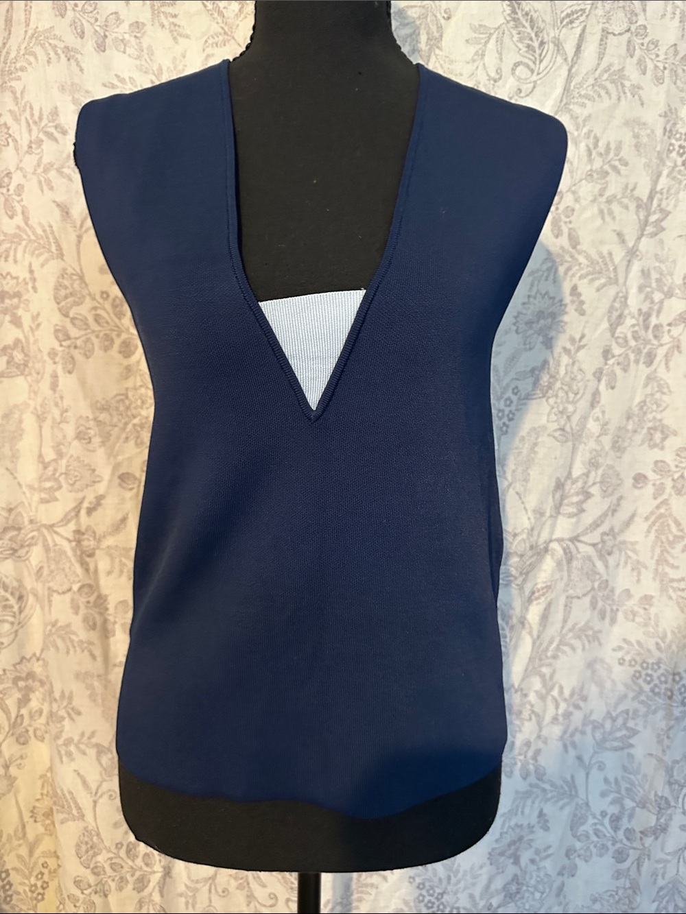 10 Crosby Derek Lam Navy Deep V-Neck Tank